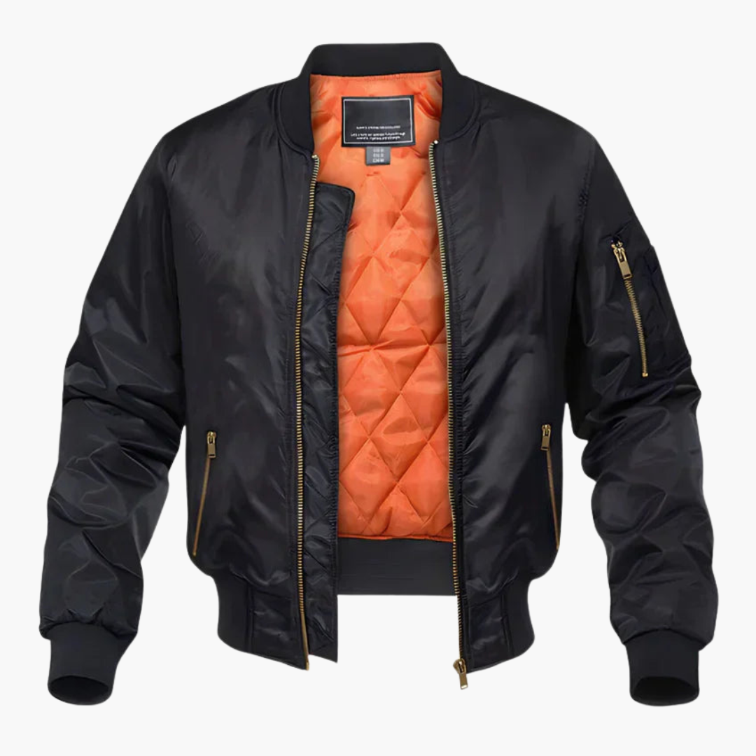 Herren Bomberjacke mit geripptem Saum und gestepptem Futter