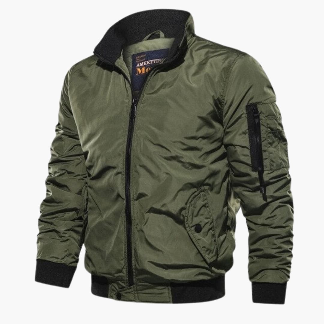 Herren Bomber jacke mit Reißverschluss und geripptem Saum