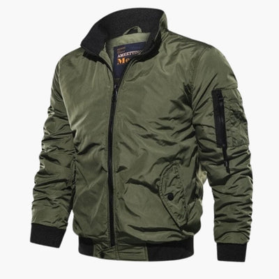 Herren Bomber jacke mit Reißverschluss und geripptem Saum