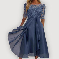 Paula | Elegant Chiffon Dress in Blau