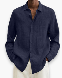 Herren Elegante Freizeit Hemd | Lange Ärmel in Marine Blau