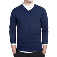 Tom - Komfortabler V-Ausschnitt-Pullover in Blau