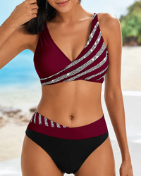 Deliana - Schickes gestreiftes Bikini-Set in Rot