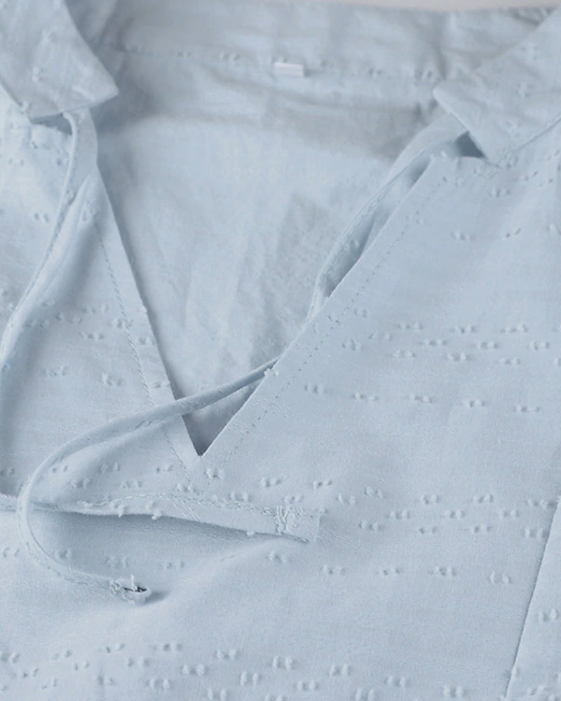 Linda - Leichtes Strandkleid in A-Linie mit V-Ausschnitt | Lässiges Sommerkleid mit Dreiviertelärmeln