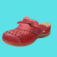 Aerina - Flache, gepolsterte Mules in Rot