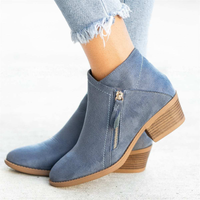 Stiefelette Damen Lederoptik Warm | Komfort Rutschfest in Blau