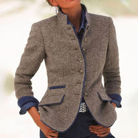 Übergangsjacke Damen Elegant Kurz | Zeitloser Blazer in Hellbraun