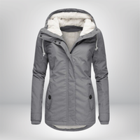 Winterjacke Damen mit Kapuze | Gefütterte Übergangsjacke in Grau