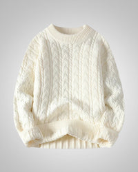 Julian | Herren Casual Winter Zopfstrickpullover in Weiß