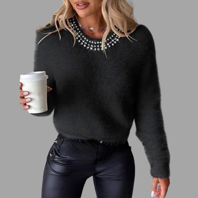 Mauren - Luxuriöser Flauschpullover mit Verziertem Kragen