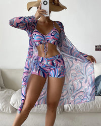 Lizette® | Dreiteiliger Bikini mit Print in Rosa