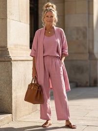 Linnea | Leichtes Leinen-Set in Rosa