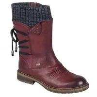 Stiefelette Damen Winter Komfort | Rutschfest Warm Gefüttert in Rot