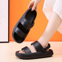 Yula - Orthopädische Sandalen | Comfort Plus Pantoletten mit Doppelriemen | Gepolsterte, lässige Slip-On-Sandalen in Schwarz