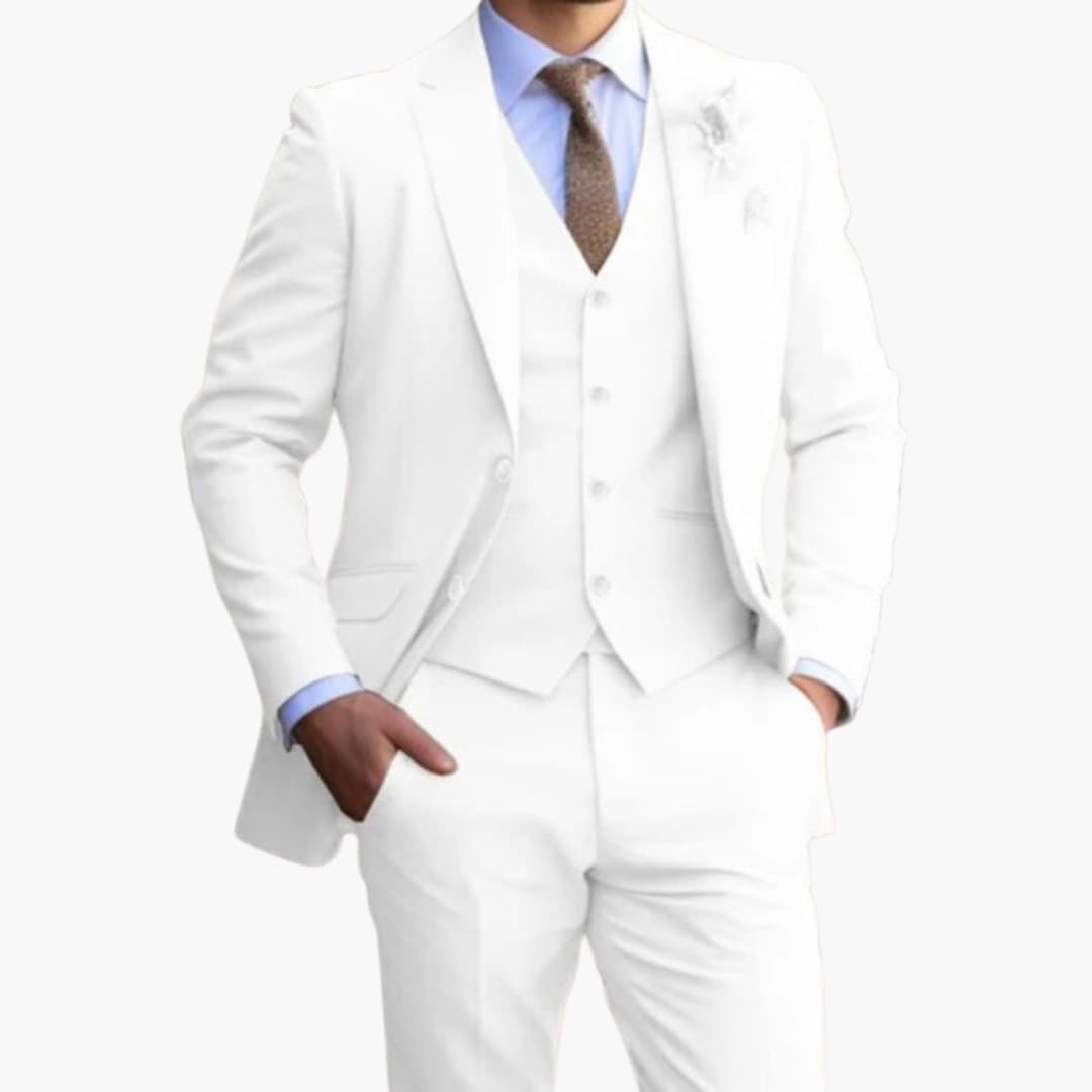 Herren Anzug Dreiteiler mit Weste und schmaler Hose