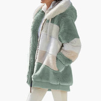 Damen jacke mit Kapuze und Reißverschluss in Grün