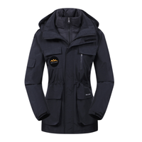 Damen Skijacke mit Kapuze | Sportliche Outdoor Winterjacke in Schwarz
