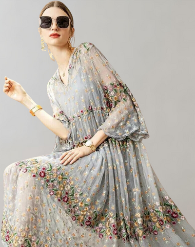 Angela - Lady Embroidery Long Zweiteiler