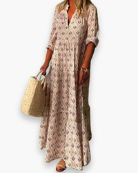 Damen Elegantes Maxi Kleid | Boho Abendkleid in Rosa