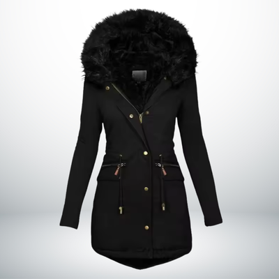Zynro™ - Entspannte Mittellange Winterjacke mit Kapuze und Weichem Kragen