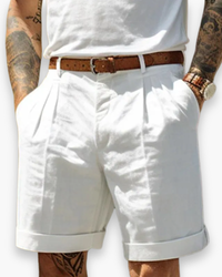 Herren Klassisch Gefaltete Shorts | Komfortabel in Weiß