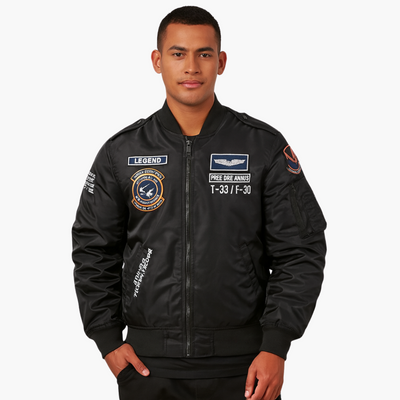 Herren Piloten Bomberjacke mit geripptem Saum