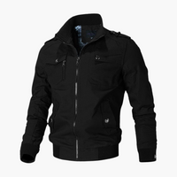 Herren Bomberjacke mit Reißverschluss und geripptem Saum in Schwarz