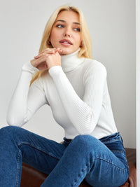 Klassischer Rollkragenpullover für Damen | Lässig in Weiß