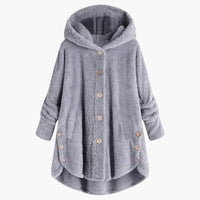 Damen jacke mit Kapuze und Knopfverschluss in Hellgrau