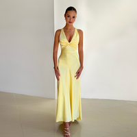 Damen Ärmellose Maxi Gelbe Kleid in Gelb