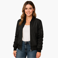 Damen Bomberjacke mit langen Ärmeln in Schwarz