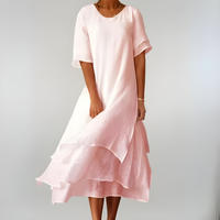 Agnès | Leichte und elegante Baumwolllange Robe in Rosa