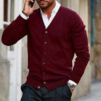 Strickjacke Mit Knöpfen Für Herren | Casual Cardigan Stil in Rot