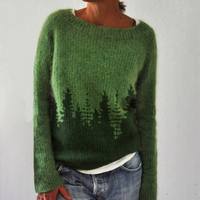Damen Pullover | Strick klassisch mit Rundhalsausschnitt in Grün
