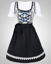 Elisa | Damen Klassisches Blumig Dirndl Midikleid in Schwarz
