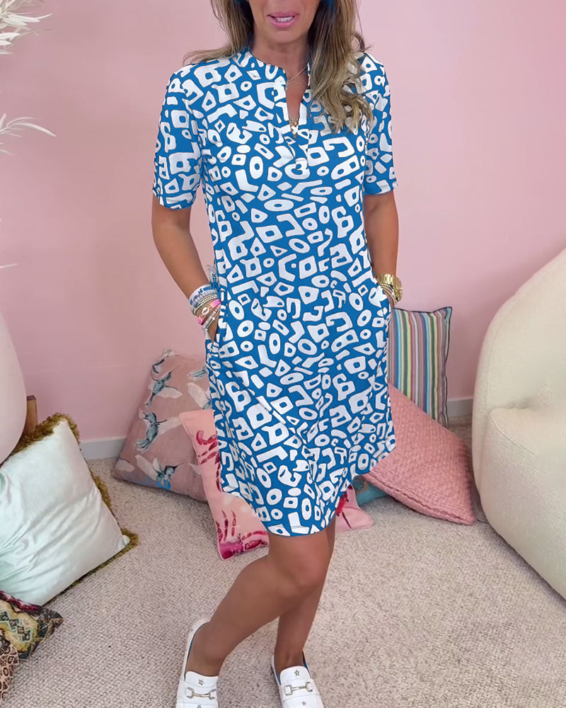 Mary® | Bedrucktes Kleid, V-Ausschnitt und Taschen