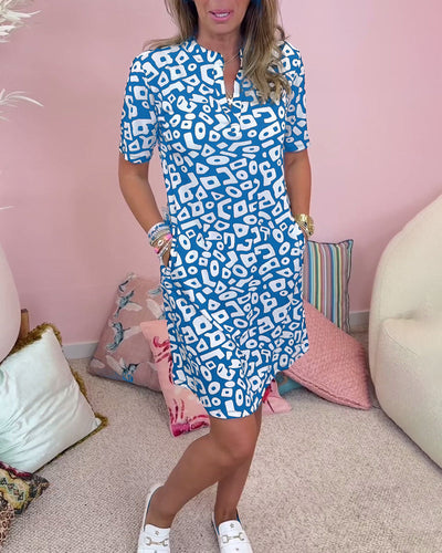 Mary® | Bedrucktes Kleid, V-Ausschnitt und Taschen