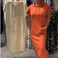 LORAVINE - Kapuzen Freizeitkleid in Orange
