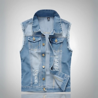 Weste Herren Vintage Stil | Ärmellose Freizeitweste Mit Taschen in Hellblau