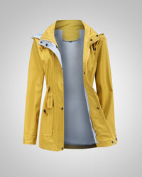 Anneliese | Damen Kapuze Kordelzug Regenjacke in Gelb