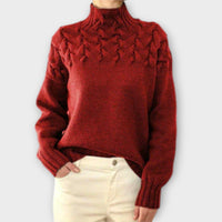 Julia | Zopfstrickpullover Damen elegant & bequem in Rot