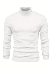 Pullover Herren Rollkragen Slim Fit | Langarm Smart Casual in Weiß