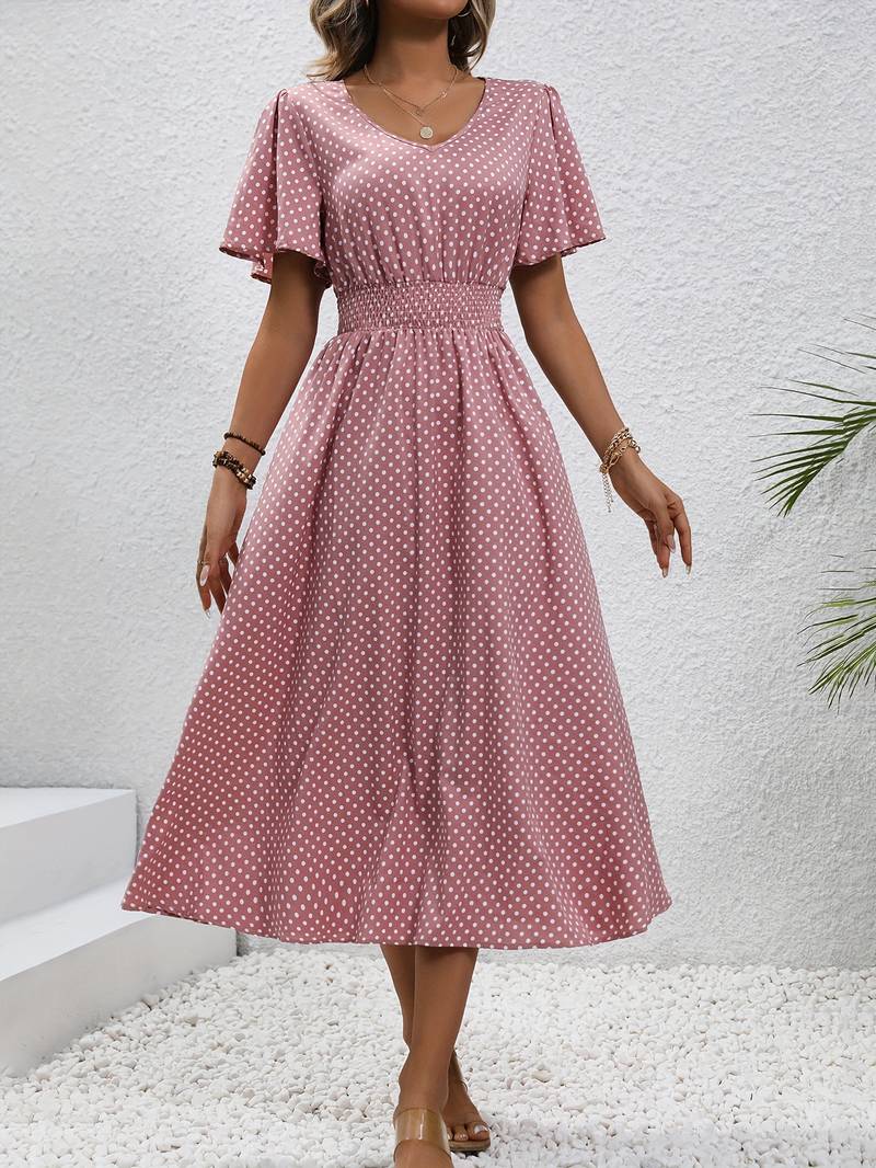 Bettina – Kurzarmkleid Damen Allover-Print Für Frühling Sommer