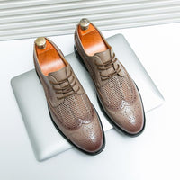 Edward | Flügelspitze Lochverzierung Schnürschuhe in Khaki