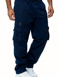 Cargo Hose Herren Weit Geschnitten | Mit Taschen und Kordelzug in Blau