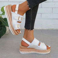 Alia - Lässige Denim Wedges in Weiß