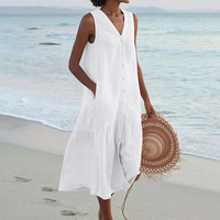 Mary | Damen Luftiges V-Ausschnitt Sommerkleid in Weiß