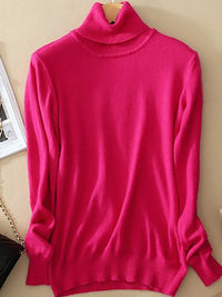 Klassischer Damen Rollkragenpullover in Rosa