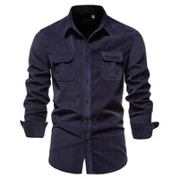 Herren Stilvoll Langarmhemd | Formelle in Marineblau