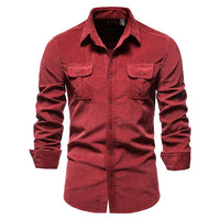 Herren Stilvoll Langarmhemd | Formelle in Rot
